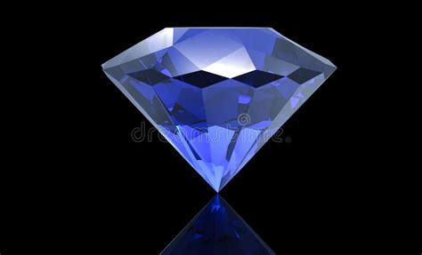 Diamante Azul Grande Isolado No Fundo Preto Ilustra O Stock