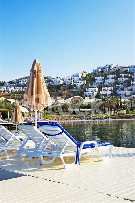 Beach On Turkish Resort, Bodrum, Turkey Stock Photo | Royalty-Free ...