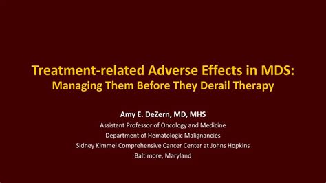 Amy E DeZern MD MHS Assistant Professor Of Oncology And Medicine