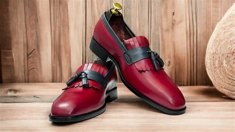 Handmade Mens Burgundy Leather Loafer Shoe Men Loafer Shoes Office Dress Shoes Party Casual