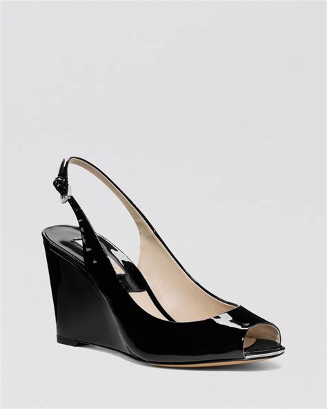 Michael Kors Peep Toe Wedge Pumps Vikki Slingback In Black Lyst