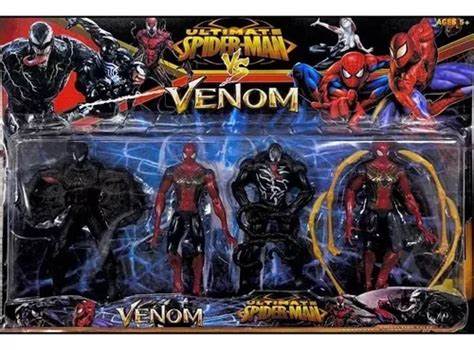 Kit 4 Bonecos Spider Man venom Preto Articulável C Luz Led MercadoLivre