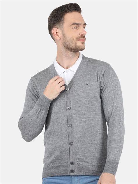 Buy Monte Carlo Men Grey Solid Pure Wool V Neck Cardigan Sweaters For Men 19116390 Myntra