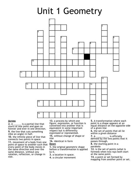 Unit Geometry Crossword Wordmint