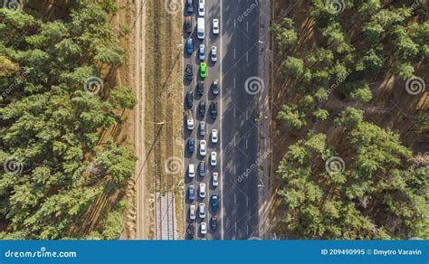 Aerial. Morning Traffic Jam on the City Highway Stock Image - Image of ...