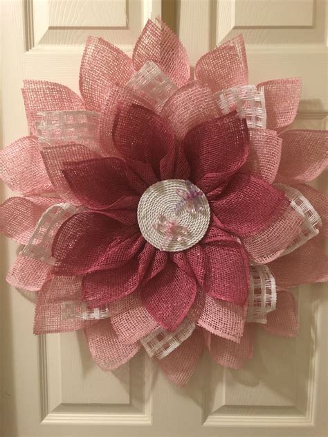 Pink Petal Poly Burlap Wreath Mesh Wreath Diy Burlap Wreath Flower