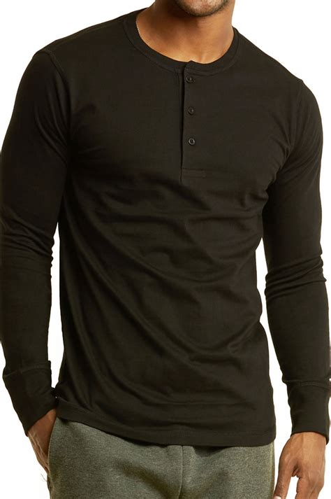 Blended Men S Henley 3 Button Pullover Cotton T Shirt Long Sleeve