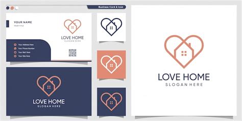 Premium Vector Home Logo With Love Line Art Style And Business Card