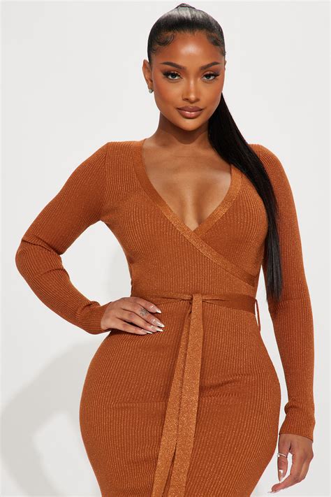 Klarissa Sweater Midi Dress Copper Fashion Nova