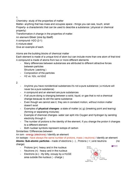 Chem Lecture Notes Chemistry Study Of The Properties Of Matter