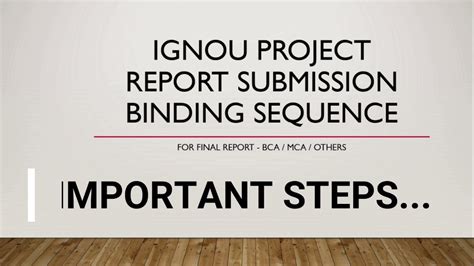 Ignou Project Report Sequence And Binding Tips For Final Report Submission Youtube