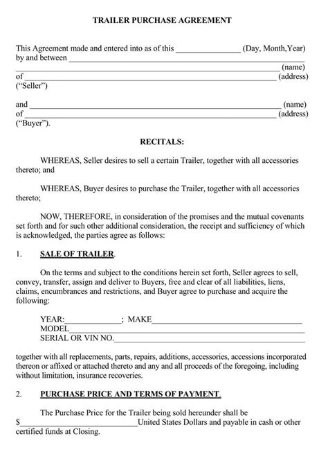 Travel Trailer Rental Agreement Template