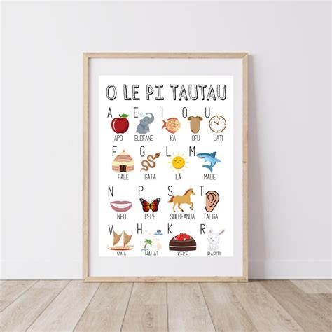 Samoan Alphabet With Illustrations Digital Print Etsy