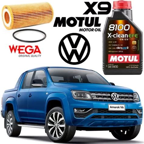 Kit Troca Oleo Vw Amarok Motul 8100 X Clean Efe 5w30 Woe681