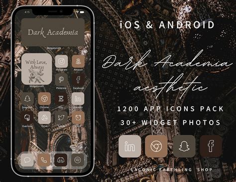 Buy Ios 17 Android Dark Academia Aesthetic 1200 App Icons Pack