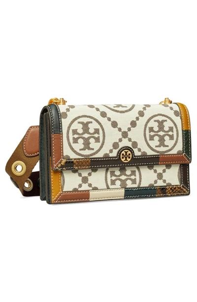 Tory Burch T Monogram Grommet Mini Shoulder Bag In Greggio Modesens