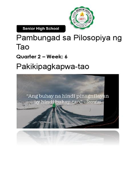 Pambungad Sa Pilosopiya Ng Tao Pakikipagkapwa Tao Quarter 2 Week 6