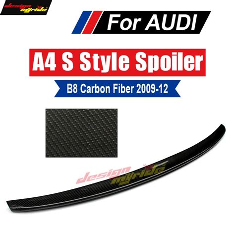 Para Audi A4 B8 alerón trasero estilo AES fibra de carbono negro