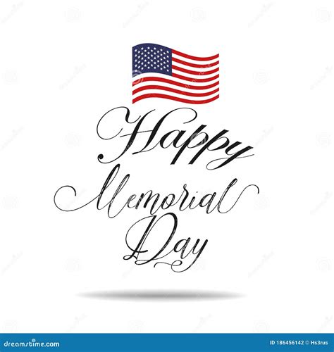 Happy Memorial Day Card National American Holiday Illustration With Usa Flag Stock Vector