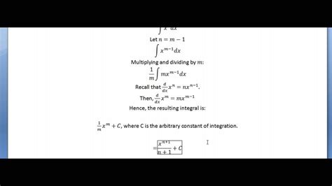 Proof Power Rule In Integration Youtube