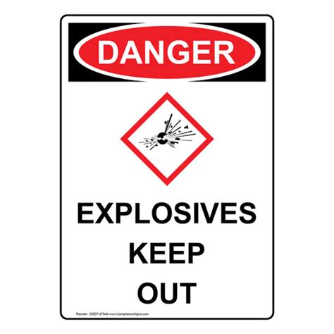 Vertical Osha Ghs Sign Or Label Explosives Keep Out Explosives