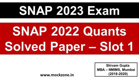 Snap Exam Snap Solved Quants Question Paper Slot