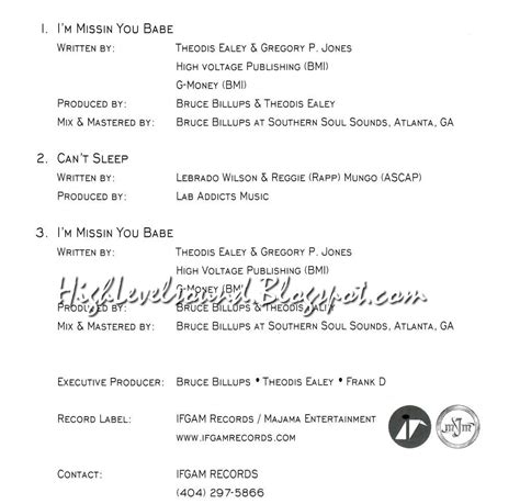 Highest Level Of Music Lebrado I M Missin You Babe CDS 2005 Hlm