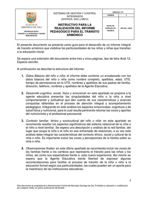 5211 Instructivo Informe Pedagógico Transito Armónico Pdf