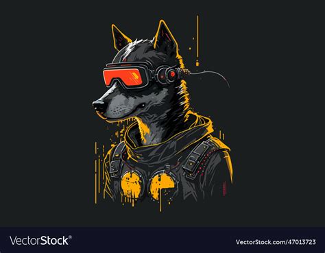 Dog cyberpunk Royalty Free Vector Image - VectorStock