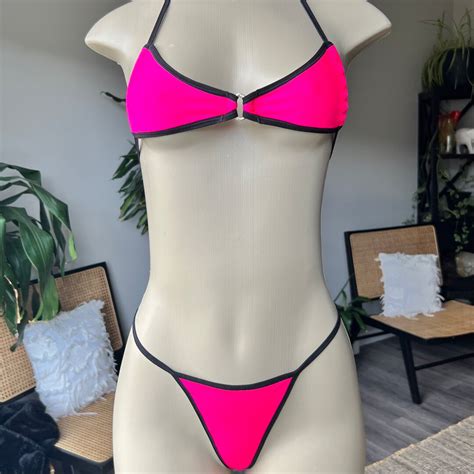 Pink Micro Bandeau Style G String Bikini Kisama Pink Piece Bikini