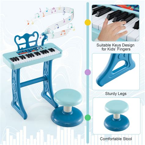 Kids Piano Keyboard 37-Key Kids Toy Keyboard Piano with Microphone for ...