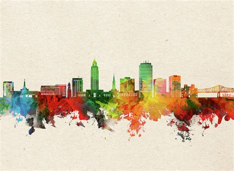 Baton Rouge Skyline Watercolor 2 Digital Art By Bekim M Fine Art America