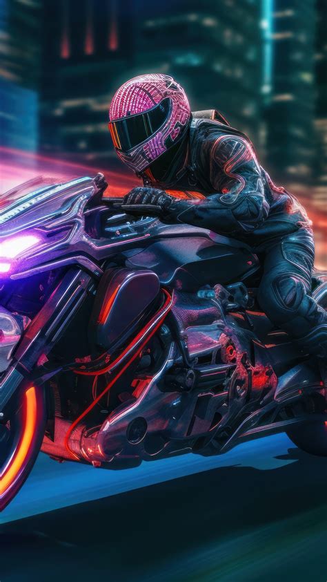 Motorcycle Neon Street 4K #7111k Wallpaper iPhone Phone