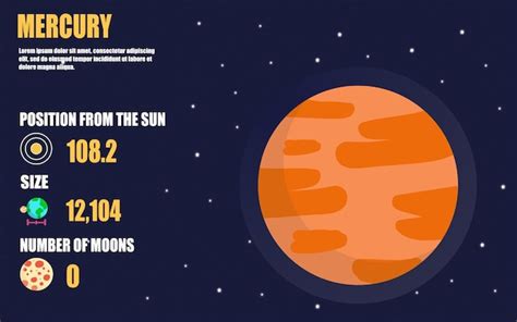 Premium Vector | Venus planet infographic including planet size, position from sun, moons on ...