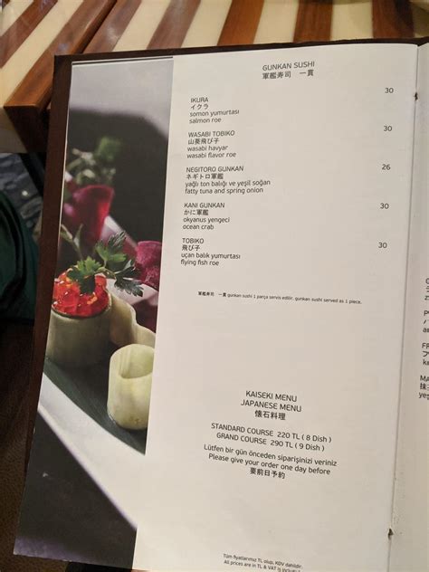 Menu at Maromi by Divan İstanbul Istanbul Asker Ocağı Cd No 1