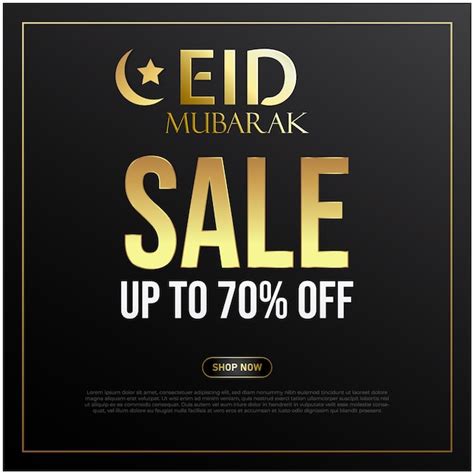 Banner dourado do rótulo de venda do eid mubarak Vetor Premium