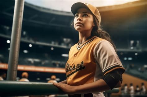 Premium Ai Image A Female Baseball Player Baseball Uniform