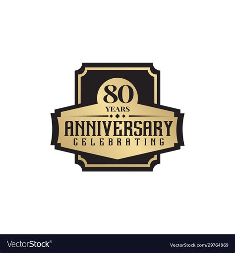 80th Year Celebrating Anniversary Emblem Logo Vector Image