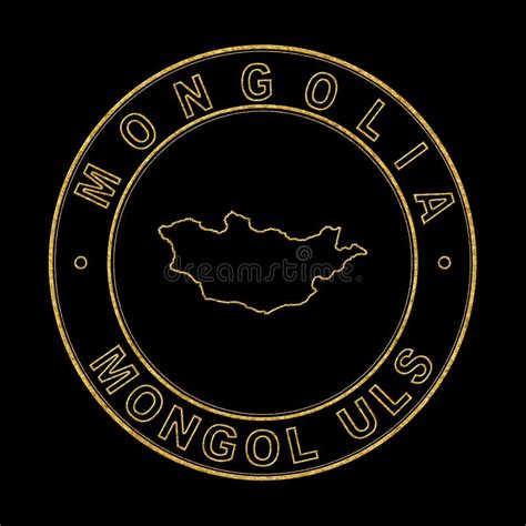 Mapa De Mongolia Dorado Estampado Fondo Negro Stock De Ilustraci N