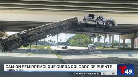 Camión De Carga Se Accidenta En I 75 Y Queda Colgando De Un Puente Telemundo Tampa 49