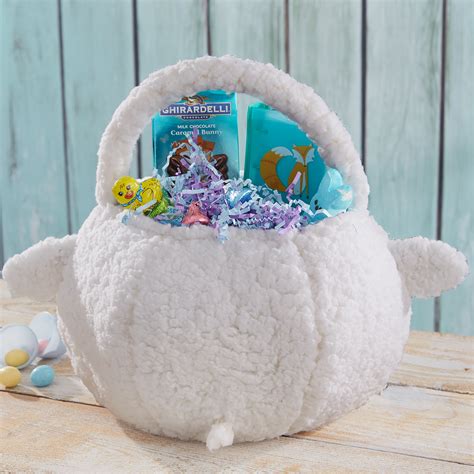 Lamb Embroidered Plush Easter Basket Easter Easter Basket Etsy