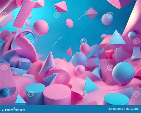 Abstract Background With Pink And White Shapes Geometric Shape Stock