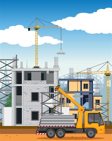 Cartoon scene of building construction site 7141919 Vector Art at Vecteezy