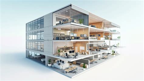 Architectural Plan Scheme of a Modern Office Building, Cutaway Stock ...