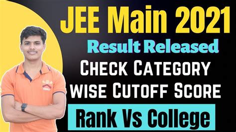 Jee Mian Result Jee Mains Category Wise Cutoff Rank Vs