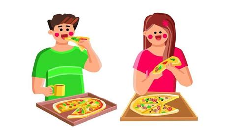 People Eating Pizza Vector Art Icons And Graphics For Free Download