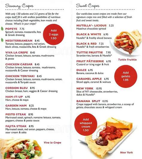 Menu At Crepe Delicious Desserts Ottawa 50 Rideau St