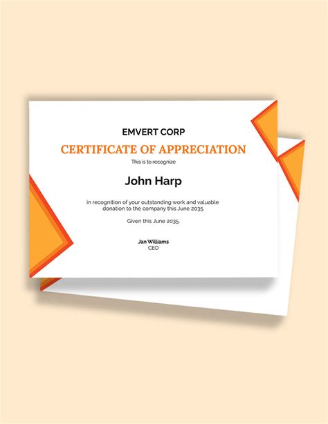 Certificate Of Appreciation For Donation Template