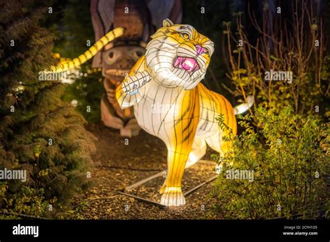 Dublin, Ireland, November 2018 Wild lights at Dublin zoo. Light displays of African animals ...