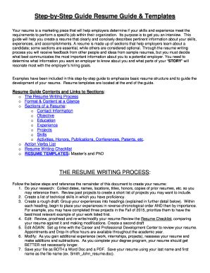Fillable Online Cmu Step By Step Guide Resume Guide Templates